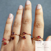 Genuine Red Garnet Ring, Dainty Ring, Electroplated Ring, Handmade Stone Jewelry, Natural Garnet Jewelry, Birthstone Jewelry, Gift For Her